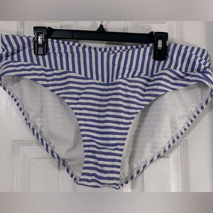 Blue and white bikini bottoms.